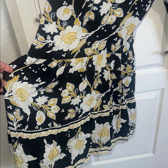 Free People Black Yellow Little of your Love Smocked Floral Jumpsuit size small - Picture 6 of 14